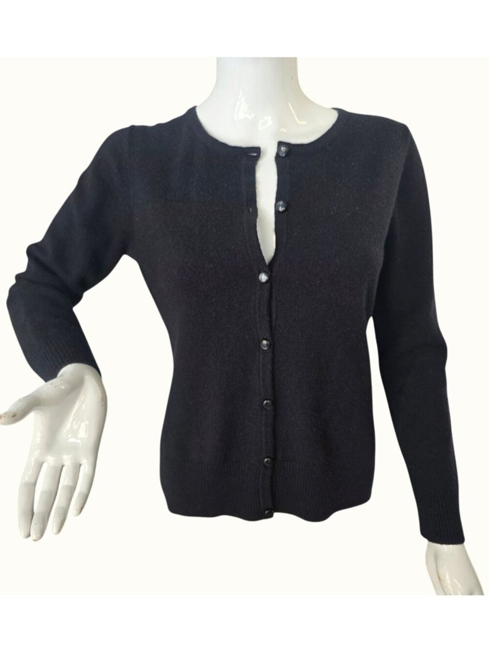 Vintage J.G. Hook Womens S Black Merino Wool Blend Cardigan Sweater